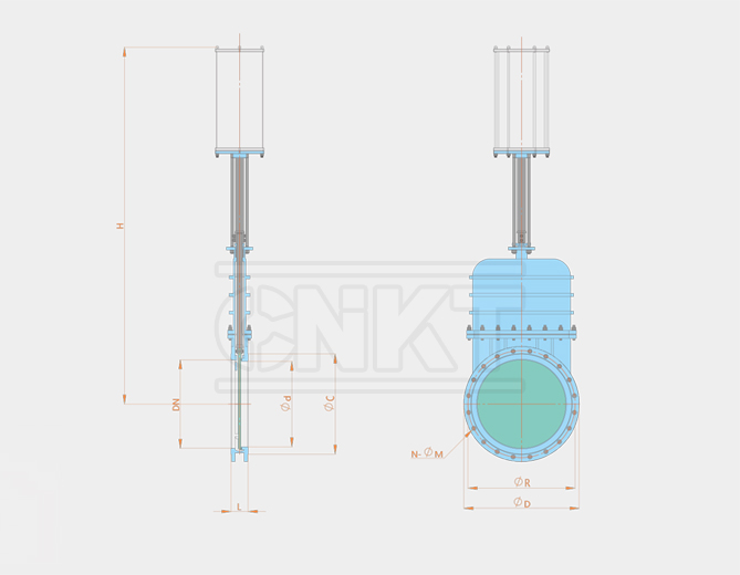 KMZ643X-10C/P氣動暗板單向密封刀閘閥 KMZ643X-10C/P氣動暗板單向密封刀閘閥