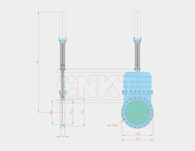 KMZ743X-10C/P液動暗板單向密封刀閘閥 KMZ743X-10C/P液動暗板單向密封刀閘閥